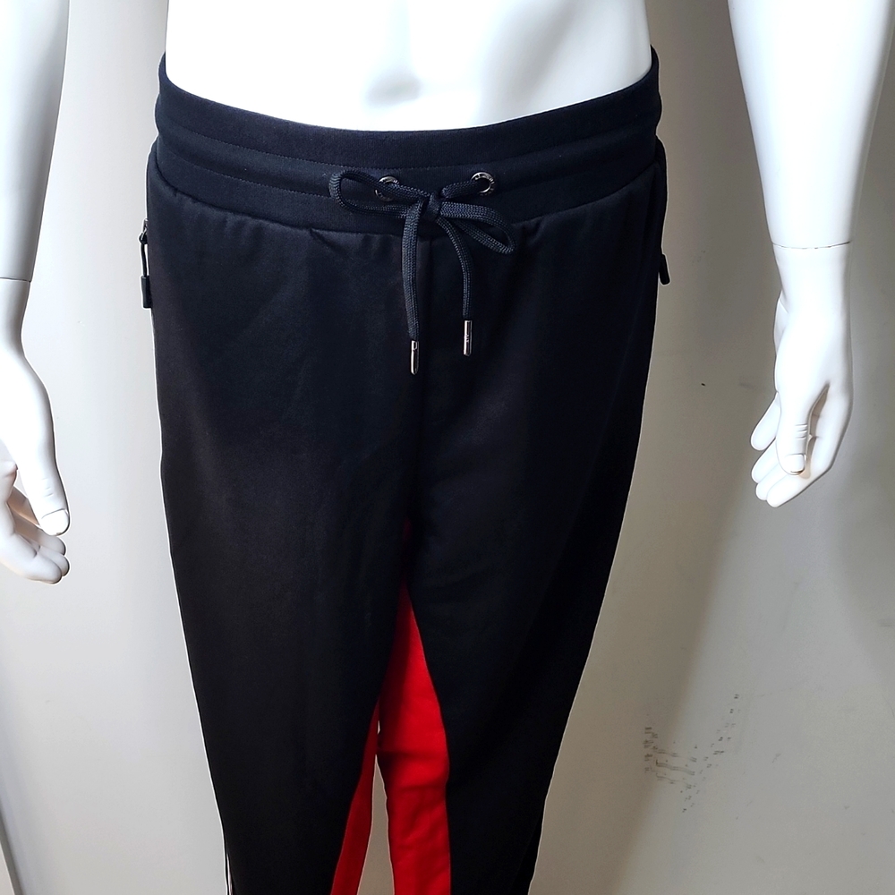 ARMANI EXCHANGE BLACK WITH WHITE & RED STRIPES, SWEATPANTS,  EXTRA LARGE…